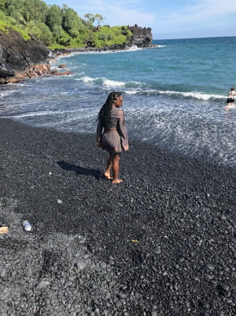 black sand beach- maui